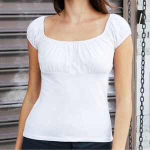 Brandy Melville White Puff Sleeve Top